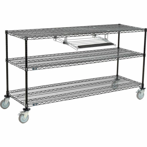 Nexel 3-Shelf Mobile Wire Computer LAN Workstation w/Keyboard Tray, 72"W x 24"D x 40"H, Black 2 Nexel 3-Shelf Mobile Wire Computer LAN Workstation w/Keyboard Tray, 72"W x 24"D x 40"H, Black - Image 2