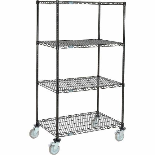 Nexel 4-Shelf Mobile Wire Computer LAN Workstation, 36"W x 24"D x 69"H, Black 2 Nexel 4-Shelf Mobile Wire Computer LAN Workstation, 36"W x 24"D x 69"H, Black - Image 2