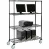 Nexel™ 4-Shelf Mobile Wire Computer LAN Workstation, 48"W x 18"D x 69"H, Black