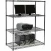 Nexel 4-Shelf Wire Computer LAN Workstation, 48"W x 24"D x 63"H, Black