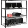 Nexel 4-Shelf Wire Computer LAN Workstation, 60"W x 24"D x 63"H, Black