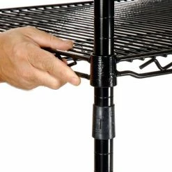 Nexel™ 4-Shelf Wire Computer LAN Workstation, 72"W x 24"D x 63"H, Black -Outlet Desks & Workstations Store 695422BK 04