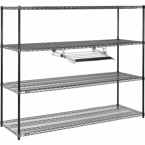 Nexel 4-Shelf Wire Computer LAN Workstation with Keyboard Tray, 72"W x 24"D x 63"H, Black 2 Nexel 4-Shelf Wire Computer LAN Workstation with Keyboard Tray, 72"W x 24"D x 63"H, Black - Image 2