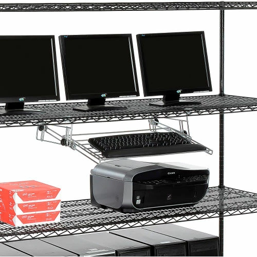 Nexel 4-Shelf Wire Computer LAN Workstation with Keyboard Tray, 72"W x 24"D x 63"H, Black 3 Nexel 4-Shelf Wire Computer LAN Workstation with Keyboard Tray, 72"W x 24"D x 63"H, Black - Image 3