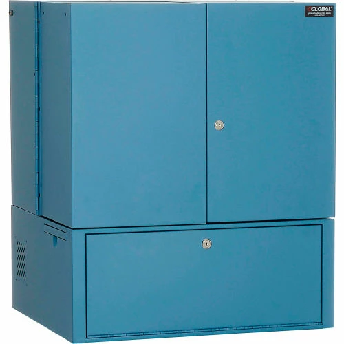 Global Industrial Countertop Fold-Out Computer Cabinet, Blue 2 Global Industrial Countertop Fold-Out Computer Cabinet, Blue - Image 2