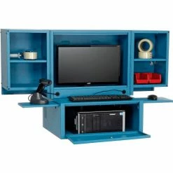 Global Industrial Countertop Fold-Out Computer Cabinet, Blue 30 Global Industrial Countertop Fold-Out Computer Cabinet, Blue -Outlet Desks & Workstations Store 695428BL 02
