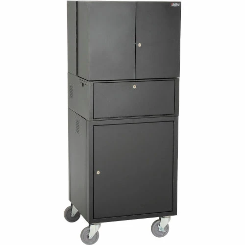 Global Industrial Mobile Fold-Out Computer Cabinet, Black, Assembled 2 Global Industrial Mobile Fold-Out Computer Cabinet, Black, Assembled - Image 2