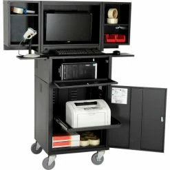 Global Industrial Mobile Fold-Out Computer Cabinet, Black, Assembled 44 Global Industrial Mobile Fold-Out Computer Cabinet, Black, Assembled -Outlet Desks & Workstations Store 695429BK 02