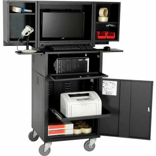 Global Industrial Mobile Fold-Out Computer Cabinet, Black, Assembled 3 Global Industrial Mobile Fold-Out Computer Cabinet, Black, Assembled - Image 3