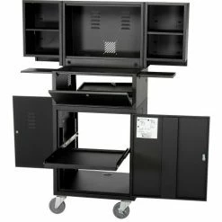 Global Industrial Mobile Fold-Out Computer Cabinet, Black, Assembled 45 Global Industrial Mobile Fold-Out Computer Cabinet, Black, Assembled -Outlet Desks & Workstations Store 695429BK 03