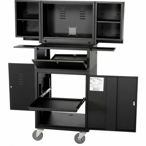 Global Industrial Mobile Fold-Out Computer Cabinet, Black, Assembled 4 Global Industrial Mobile Fold-Out Computer Cabinet, Black, Assembled - Image 4