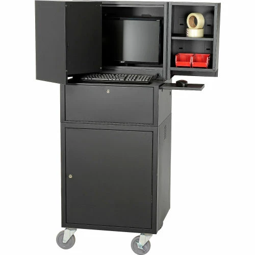 Global Industrial Mobile Fold-Out Computer Cabinet, Black, Assembled 5 Global Industrial Mobile Fold-Out Computer Cabinet, Black, Assembled - Image 5