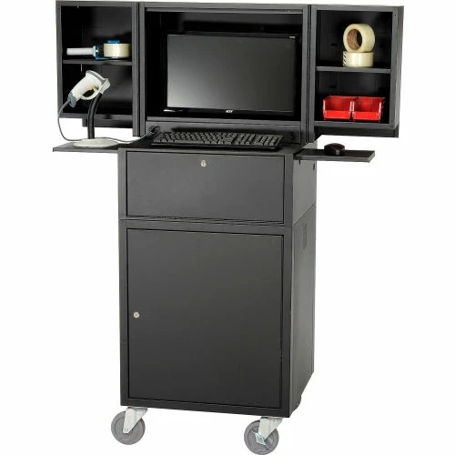 Global Industrial Mobile Fold-Out Computer Cabinet, Black, Assembled 14 Global Industrial Mobile Fold-Out Computer Cabinet, Black, Assembled - Image 14