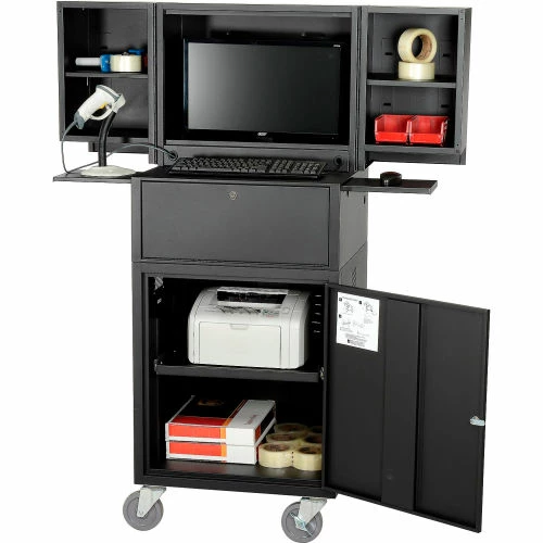 Global Industrial Mobile Fold-Out Computer Cabinet, Black, Assembled 15 Global Industrial Mobile Fold-Out Computer Cabinet, Black, Assembled - Image 15