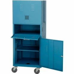 Global Industrial™ Mobile Fold-Out Computer Cabinet, Blue, Unassembled -Outlet Desks & Workstations Store 695429BL 08