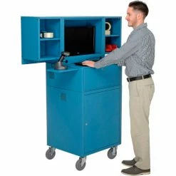 Global Industrial™ Mobile Fold-Out Computer Cabinet, Blue, Unassembled -Outlet Desks & Workstations Store 695429BL 17