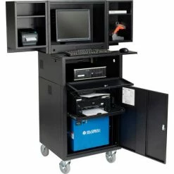 Global Industrial™ Mobile Powered Fold-Out Computer Cabinet, 100AH Battery, Black, Unassembled