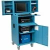 Global Industrial™ Mobile Powered Fold-Out Computer Cabinet, 40AH Battery, Blue, Unassembled