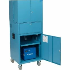 Global Industrial™ Mobile Powered Fold-Out Computer Cabinet, 40AH Battery, Blue, Unassembled -Outlet Desks & Workstations Store 695429PBL40 01