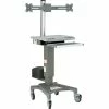Global Industrial Mobile Sit-Stand Computer Workstation With Dual Monitor Mount, Gray