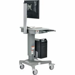 Global Industrial™ Mobile Standing Computer Workstation, Gray -Outlet Desks & Workstations Store 695436 03 1