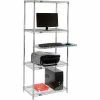 Nexel™ 4-Shelf Wire Computer Workstation with Cantilever Tray, 30"W x 18"D x 74"H, Chrome