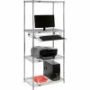 Nexel 4-Shelf Wire Computer Workstation with Keyboard Tray, 30"W x 18"D x 74"H, Chrome