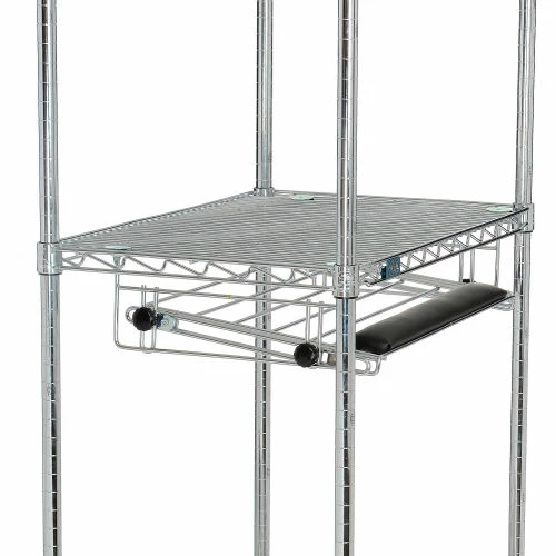 Nexel 4-Shelf Mobile Wire Computer Workstation with Keyboard Tray, 30"W x 18"D x 79"H, Chrome 3 Nexel 4-Shelf Mobile Wire Computer Workstation with Keyboard Tray, 30"W x 18"D x 79"H, Chrome - Image 3