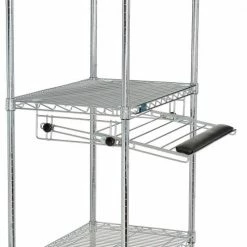 Nexel™ 4-Shelf Wire Computer Workstation with Keyboard Tray, 30"W x 18"D x 74"H, Chrome -Outlet Desks & Workstations Store 695440 05