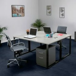 Interion By Global Industrial Interion® Open Plan Standing Height Return Desk - 48"W x 24"D x 40"H - Gray Top w/Black Legs -Outlet Desks & Workstations Store 695598 03 6