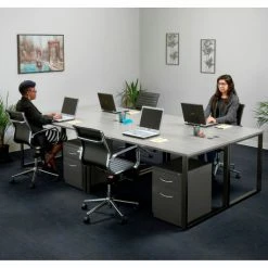 Interion By Global Industrial Interion® Open Plan Standing Height Desk - 72"W x 30"D x 40"H - Gray Top with Black Legs -Outlet Desks & Workstations Store 695598 06 3