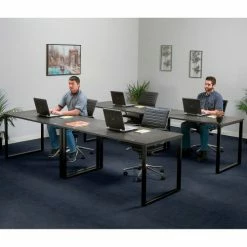 Interion By Global Industrial Interion® Open Plan Return Desk - 48"W x 24"D x 29"H - Charcoal Top with Black Legs -Outlet Desks & Workstations Store 695600 05 3