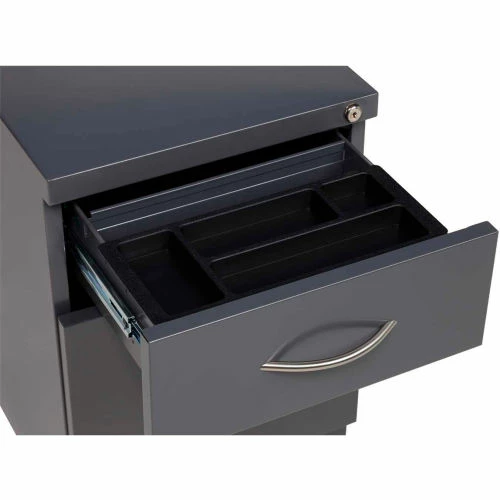 Interion By Global Industrial Interion® 2 Drawer Box/File Pedestal - 21-3/4"H - Charcoal 4 Interion By Global Industrial Interion® 2 Drawer Box/File Pedestal - 21-3/4"H - Charcoal - Image 4
