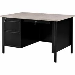 Interion By Global Industrial Interion® Steel Teachers Desk 48x30 - Gray Top with Black Frame