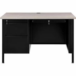 Interion By Global Industrial Interion® Steel Teachers Desk 48x30 - Gray Top with Black Frame -Outlet Desks & Workstations Store 695631GY 08