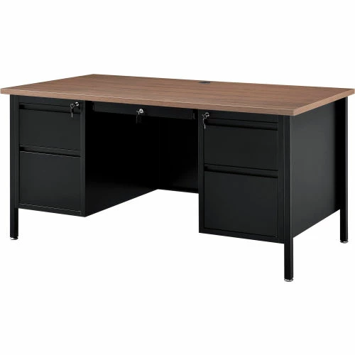 Interion By Global Industrial Interion® Steel Teachers Desk, 60"W x 30"D, Walnut Top with Black Frame 1 Interion By Global Industrial Interion® Steel Teachers Desk, 60"W x 30"D, Walnut Top with Black Frame