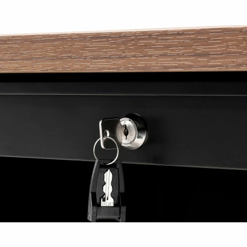 Interion By Global Industrial Interion® Steel Teachers Desk, 60"W x 30"D, Walnut Top with Black Frame 8 Interion By Global Industrial Interion® Steel Teachers Desk, 60"W x 30"D, Walnut Top with Black Frame - Image 8