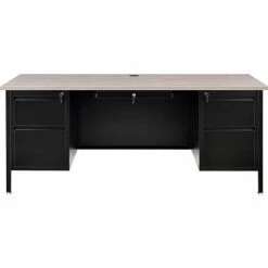 Interion By Global Industrial Interion® Steel Teachers Desk 72x30 - Gray Top with Black Frame -Outlet Desks & Workstations Store 695633GY 08