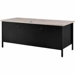 Interion By Global Industrial Interion® Steel Teachers Desk 72x30 - Gray Top with Black Frame -Outlet Desks & Workstations Store 695633GY 15