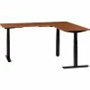 Interion By Global Industrial Interion® L-Shaped Electric Height Adjustable Desk, 72"W x 24"D, Cherry W/ Black Base