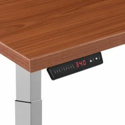 Interion By Global Industrial Interion® L-Shaped Electric Height Adjustable Desk, 72"W x 24"D, Cherry W/ Gray Base -Outlet Desks & Workstations Store 695777LCHGY 04