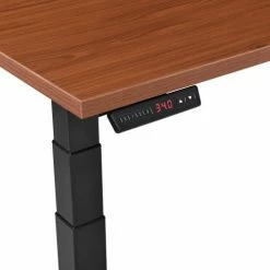 Interion By Global Industrial Interion® L-Shaped Electric Height Adjustable Desk, 60"W x 24"D, Cherry W/ Black Base -Outlet Desks & Workstations Store 695777LCH 04