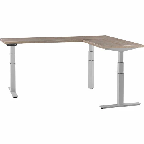 Interion By Global Industrial Interion® L-Shaped Electric Height Adjustable Desk, 72"W x 24"D, Gray W/ Gray Base 1 Interion By Global Industrial Interion® L-Shaped Electric Height Adjustable Desk, 72"W x 24"D, Gray W/ Gray Base