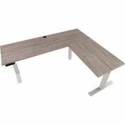 Interion By Global Industrial Interion® L-Shaped Electric Height Adjustable Desk, 60"W x 24"D, Gray W/ Gray Base -Outlet Desks & Workstations Store 695777LGYGY 02