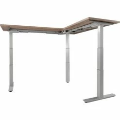 Interion By Global Industrial Interion® L-Shaped Electric Height Adjustable Desk, 60"W x 24"D, Gray W/ Gray Base -Outlet Desks & Workstations Store 695777LGYGY 03