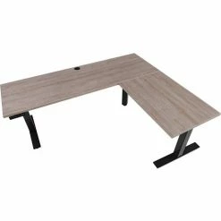 Interion By Global Industrial Interion® L-Shaped Electric Height Adjustable Desk, 72"W x 24"D, Gray W/ Black Base -Outlet Desks & Workstations Store 695777LGY 02