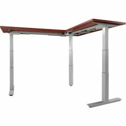 Interion By Global Industrial Interion® L-Shaped Electric Height Adjustable Desk, 72"W x 24"D, Mahogany W/ Gray Base -Outlet Desks & Workstations Store 695777LMHGY 03 1