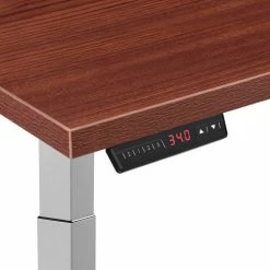 Interion By Global Industrial Interion® L-Shaped Electric Height Adjustable Desk, 72"W x 24"D, Mahogany W/ Gray Base -Outlet Desks & Workstations Store 695777LMHGY 04 1