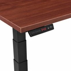 Interion By Global Industrial Interion® L-Shaped Electric Height Adjustable Desk, 60"W x 24"D, Mahogany W/ Black Base -Outlet Desks & Workstations Store 695777LMH 04