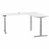 Interion By Global Industrial Interion® L-Shaped Electric Height Adjustable Desk, 60"W x 24"D, White W/ Gray Base